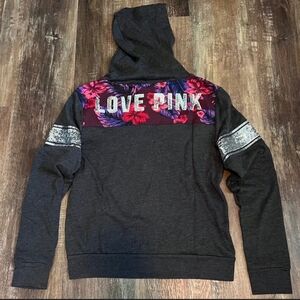 Pink bling floral hoodie
